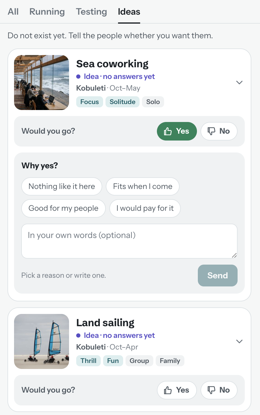 Ideas asking people whether they would go